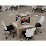 Bureau pour call center 5 places forme marguerite - acacia clair