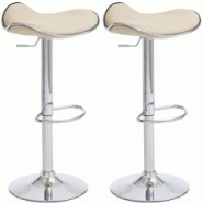 CLP Lot de 2 Tabourets de bar Shanghai en Similicuir Crème - beige polyester 101582204 CLP Lot de 2 Tabourets de bar Shanghai en Similicuir Crème - beige polyester 101582204