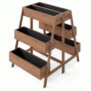 Helloshop26 - Bac de jardin jardinière surélevé multi-niveaux 126 x 90 x 115 cm 6 bacs à plantes finition élégante en bois marron 20_0017909 - 3