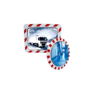 Miroir antibuée &amp; givre de sécurité. Cadre rouge et blanc - qualité inox