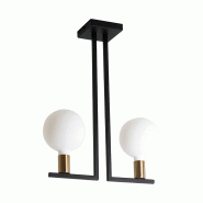 ROSSINI ILLUMINAZIONE Plafonnier Twin Avec Raccordement E27 Pour Intérieur - Structure Noir Et Laiton Satiné 75W Ip20 - Design Décoratif - Groupe R