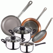 San Ignacio - Batterie de cuisine 16/18/20cm acier inoxydable avec ensemble de poêles Optimum Plus 18/22/26cm aluminium embouti compatibles induction