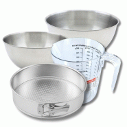 Set pâtisserie avec moule à manqué 26,3 cm, 2 bols à mixer, verre mesureur et spatule Zenker - gris inox 3176239937633