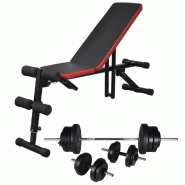 BANC DE MUSCULATION D\'ENTRAÎNEMENT RÉGLABLE AVEC JEU D\'HALTÈRES 60,5 KG NOIR ET ROUGE 02_0000027 BANC DE MUSCULATION D\'ENTRAÎNEMENT RÉGLABLE AVEC JEU D\'HALTÈRES 60,5 KG NOIR ET ROUGE 02_0000027