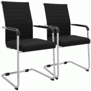 CLP Lot de 2 chaises cantilever Hakon aspect cuir Métal HBT: 90x55x62 cm Noir - noir métal 328962