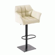 CLP Tabouret de bar Damaso revêtement similicuir Crème/Noir - beige polyester 101674904