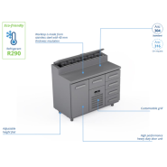 Comptoir réfrigéré en acier inoxydable - 1200 × 660 × 900 mm - CSTV-12-104 Comptoir réfrigéré en acier inoxydable - 1200 × 660 × 900 mm - CSTV-12-104