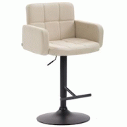 Décoshop26 - Tabouret de bar avec accoudoirs et dossier confortable en tissu crème pieds noir mat TDB10473 - noir 3000451769607 Décoshop26 - Tabouret de bar avec accoudoirs et dossier confortable en tissu crème pieds noir mat TDB10473 - noir 3000451769607