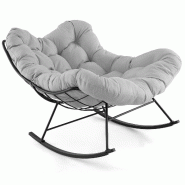 Helloshop26 - Fauteuil à bascule surdimensionnée 110 x 95 x 94 cm confort ergonomique tendance ambiance cosy en tissu polyester gris 20_0015566 - gr Helloshop26 - Fauteuil à bascule surdimensionnée 110 x 95 x 94 cm confort ergonomique tendance ambiance cosy en tissu polyester gris 20_0015566 - gr