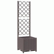 Helloshop26 - Jardinière bac lit surélevé plantes fleurs terrasse jardin avec treillis 40 x 40 x 136 cm PP marron 02_0038288 - 3000214189925 Helloshop26 - Jardinière bac lit surélevé plantes fleurs terrasse jardin avec treillis 40 x 40 x 136 cm PP marron 02_0038288 - 3000214189925