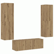Helloshop26 - Lot de 3 meubles TV muraux modernes design élégant 100 x 30 x 30 cm en bois d'ingénierie chêne artisanal 02_0055867 - Bois massif 30