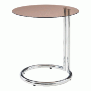 Helloshop26 - Table d'appoint verre trempé 46 x 45 cm verre ambré chrome 03_0010977 - verre 3000225510152