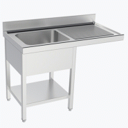 Plonge inox 1 bac avec passage lave-vaisselles P550 mm - 1400, à gauche_0