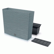 Prosperplast - Jardinière couleur ciment avec réserve d’eau, collection FURU - 58x18x49,8 cm, capacité de 12 L - gris plastique polypropylène ZA5224
