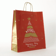Sac kraft Cooper rouge poignées torsadées 35x14x41cm - par 50
