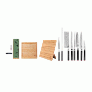 Set complet Deluxe 11 pièces KOTAI Pakka – 6 couteaux et 5 accessoires - marron inox 708999027878