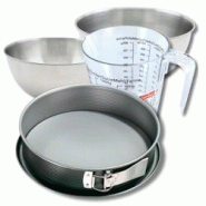 Set pâtisserie avec moule à manqué de 28 cm acier, 2 bols à mixer, verre mesureur et spatule Zenker - gris métal 3176239937817