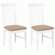 VidaXL Chaises à manger coussins 2 pcs blanc bois massif caoutchouc Modèle Orion Work - 4102506