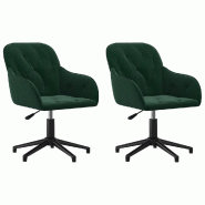 Chaises pivotantes à manger lot de 2 Vert foncé Velours Modèle Vega Master Prime - 3103379