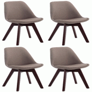 Décoshop26 - Lot de 4 chaises de salle à manger design scandinave en tissu taupe et piètement à 4 pieds en bois foncé 10_0008563 - Bois massif 30