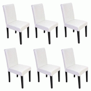 Décoshop26 - Lot de 6 chaises de salle à manger synthétique blanc pieds foncés CDS04248 - blanc 3000076317733