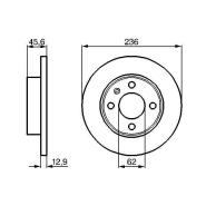 Disque de frein Bosch 0986478859 - boîte de 2 disques - avant - plein - 4 trous - épaisseur 13 mm Disque de frein Bosch 0986478859 - boîte de 2 disques - avant - plein - 4 trous - épaisseur 13 mm
