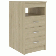 Helloshop26 - Armoire à tiroirs compacte avec étagère rangement 40 x 50 x 76 cm en bois d'ingénierie chêne sonoma 02_0047698 - Bois massif 300023