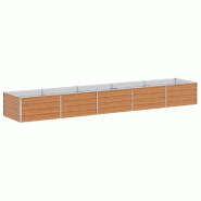 Helloshop26 - Jardinière surélevée design industriel terrasse 400 x 80 x 45 cm facile à entretenir en acier galvanisé marron clair 02_0059026 - m