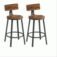 Helloshop26 - Lot de 2 chaises de bar tabourets hauts avec dossier siège de cuisine cadre en acier montage facile siège de 60 cm de 12_0006192 - 300