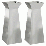Helloshop26 - Lot de 2 jardinières à pilier design moderne extérieur 40 x 40 x 100 cm en matériaux durables argent 02_0052421 - 3000237409642