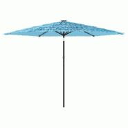 Helloshop26 - Parasol de jardin avec mât en acier 288 x 288 x 225 cm protection contre UV et pluie design moderne en polyester bleu 02_0056401 - bleu