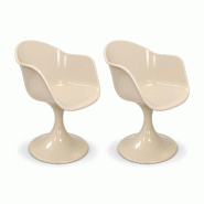 Now's Home - Lot de deux fauteuils de table resine acrylique vison 61x53xht80.5 glam - 3256390255132