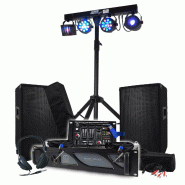 Pack Sono BM SONIC Amplificateur 1000W, Paire d'Enceintes 2x400W, Table de Mixage, Portique + 48 effets lumières EUPHORIA - 3666638038029