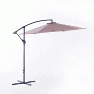 RATTATAN Parasol de jardin extérieur, hexagonal, ouverture manuelle avec manivelle, toile en polyester, structure en métal peint – Ponente – Tau