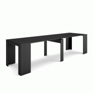 SKRAUT HOME Table console extensible, 300, Pour 14 personnes, Table à Manger, Noir - noir Bois manufacturé EX300ROO2018S