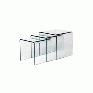Table basse gigogne en verre trempé design 12mm