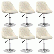VidaXL Chaises pivotantes à manger lot de 6 Crème Velours Modèle Yvania - 3088768XL