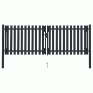 Vidaxl portail de clôture à double porte acier 306x125 cm anthracite 146350