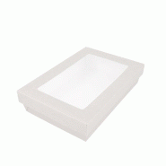 Boîte à salade en carton t blanc + couvercle à fenêtre 1300ml 21x14x5cm par 200