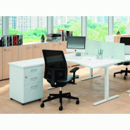 Bureau d'angle compact Alérion avec caisson porteur - 6 teintes de plateau - Pieds métalliques blancs ou gris Bureau d'angle compact Alérion avec caisson porteur - 6 teintes de plateau - Pieds métalliques blancs ou gris