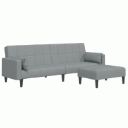 Canapé-lit à 2 places avec repose-pied gris clair tissu Modèle Octave - 8721102391583
