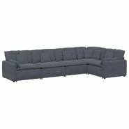 Canapé modulaire avec coussins en velours gris foncé Modèle Alverin - 8721158643438