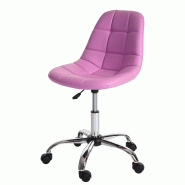 Décoshop26 - Chaise de bureau pivotante tabouret sur roulettes en synthétique rose 04_0002032 - 3000166832696