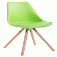 Décoshop26 - Chaise de salle à manger design scandinave en plastique et PVC vert et pieds en bois clair forme rond 10_0008732 - 3000266815421