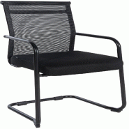 Décoshop26 - Fauteuil de bureau sans roulettes piétement luge en tissu et métal noir BUR10683 - noir métal 3002479632697