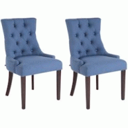 Décoshop26 - Lot de 2 chaises de salle à manger avec boutons décoratives assise en tissu bleu pieds marron foncé 10_0001516 - marron 3000250518635 Décoshop26 - Lot de 2 chaises de salle à manger avec boutons décoratives assise en tissu bleu pieds marron foncé 10_0001516 - marron 3000250518635
