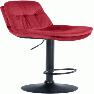 Décoshop26 - Tabouret chaise haute x1 pour cuisine et bar à assise moelleuse en velours rouge cadre en métal noir 10_0005920 - rouge métal 3000265