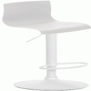 Décoshop26 - Tabouret de bar x1 avec repose-pieds pivotant dossier incurvé en plastique blanc et métal blanc 10_0004982 - blanc métal 3000252396118