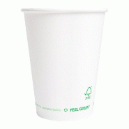 Gobelet boisson chaude Feel Green 100% compostable carton blanc 30cl - par 1000