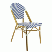 Ligne CHR Chaise Olya, structure aluminium, assise/dossier textylène, blanc/bleu - bleu métal MCH-751311